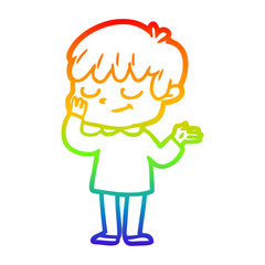 rainbow gradient line drawing cartoon happy boy