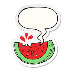 cartoon watermelon and speech bubble sticker