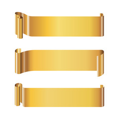Golden paper roll long banner template set