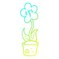 cold gradient line drawing cute cartoon flower