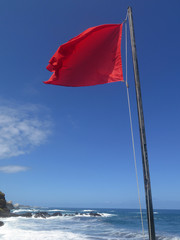 Red flag on beach