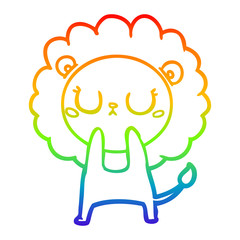 rainbow gradient line drawing cartoon lion