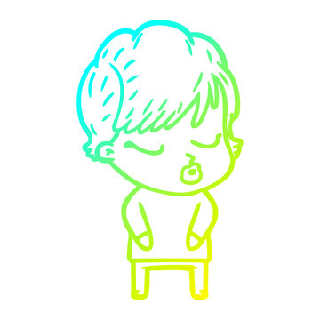 recommend clip art: cold gradient line drawing cartoon woman with eyes shut