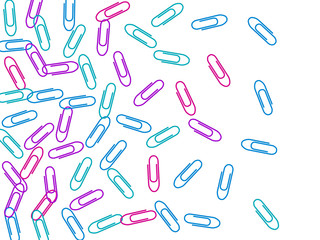 Stationary paperclips isolated on white background