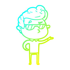 cold gradient line drawing cartoon cool guy