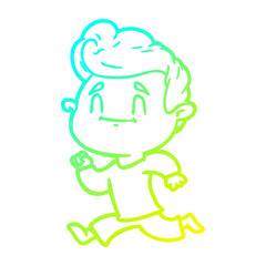 cold gradient line drawing happy cartoon man exercising