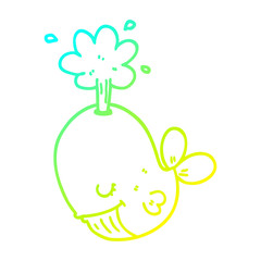 cold gradient line drawing cartoon spouting whale