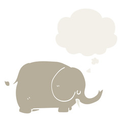 cartoon elephant and thought bubble in retro style