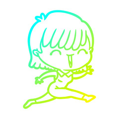 cold gradient line drawing cartoon woman