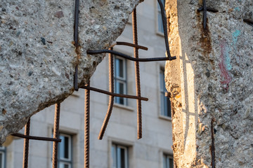 Close up of the remains of the Berlin Wall, Germany at the Wall Memorial, reminder of a once...