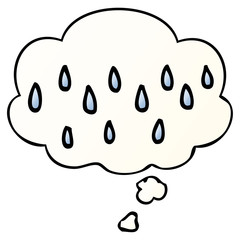 cartoon rain and thought bubble in smooth gradient style