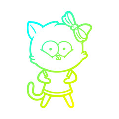 cold gradient line drawing cartoon cat