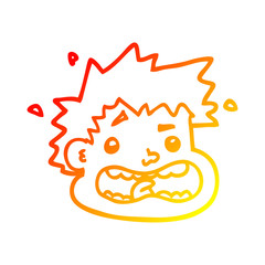 warm gradient line drawing cartoon frightened face