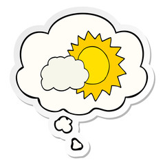 cartoon weather and thought bubble as a printed sticker