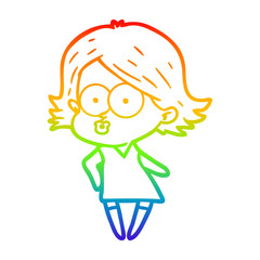 rainbow gradient line drawing cartoon girl pouting