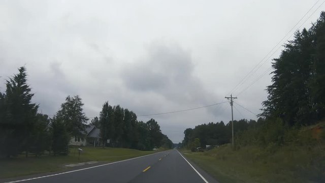 Drive Plate-Long straight 2 lane Long Creek Highway through rural South Carolina-View to vanishing point in the distance