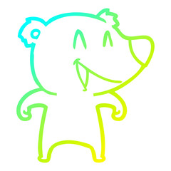 cold gradient line drawing laughing bear cartoon