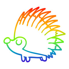 rainbow gradient line drawing cartoon spiky hedgehog