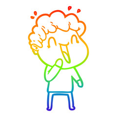 rainbow gradient line drawing cartoon happy man