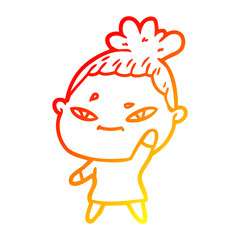 warm gradient line drawing cartoon woman