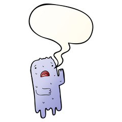 cartoon ghost and speech bubble in smooth gradient style
