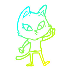 cold gradient line drawing confused cartoon cat