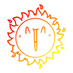 warm gradient line drawing happy cartoon sun