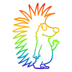 rainbow gradient line drawing cartoon spiky hedgehog