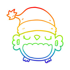 rainbow gradient line drawing cute christmas owl