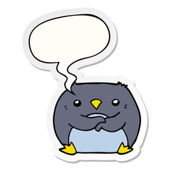 cartoon penguin and speech bubble sticker