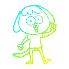cold gradient line drawing cute cartoon dog