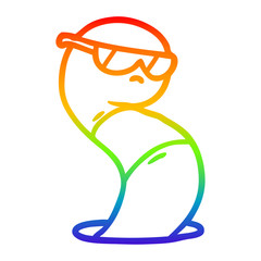 rainbow gradient line drawing cartoon cool worm