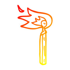 warm gradient line drawing cartoon burning match