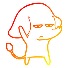 warm gradient line drawing annoyed cartoon elephant