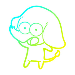 cold gradient line drawing cute cartoon elephant
