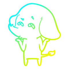 cold gradient line drawing cartoon elephant remembering