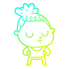 cold gradient line drawing cartoon calm woman