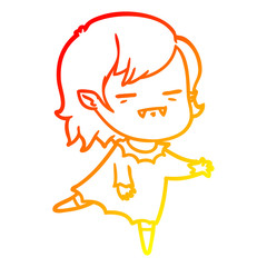 warm gradient line drawing cartoon undead vampire girl