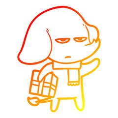 warm gradient line drawing annoyed cartoon elephant