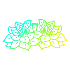 cold gradient line drawing cartoon flowers