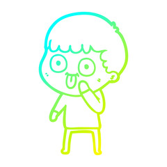 cold gradient line drawing cartoon man staring