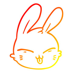 warm gradient line drawing cartoon rabbit face