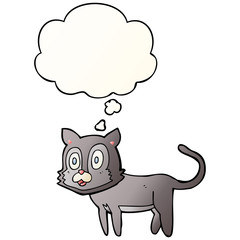 happy cartoon cat and thought bubble in smooth gradient style