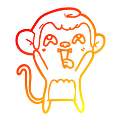 warm gradient line drawing crazy cartoon monkey