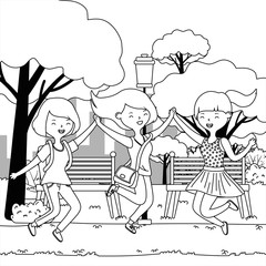 Obraz premium Teenager girls cartoons design vector illustrator