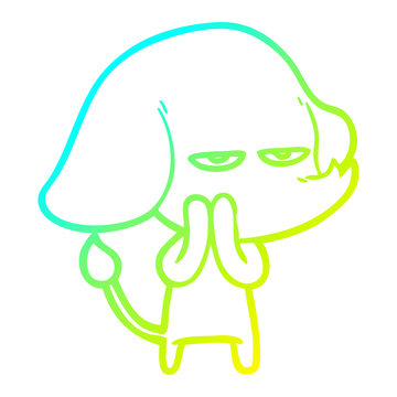 recommend clip art: cold gradient line drawing annoyed cartoon elephant