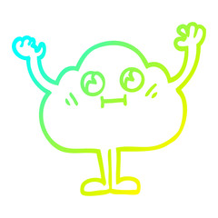 cold gradient line drawing happy cartoon cloud