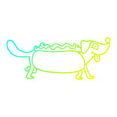 cold gradient line drawing cartoon hotdog