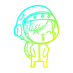 cold gradient line drawing happy cartoon space girl
