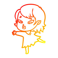 warm gradient line drawing cute cartoon vampire girl